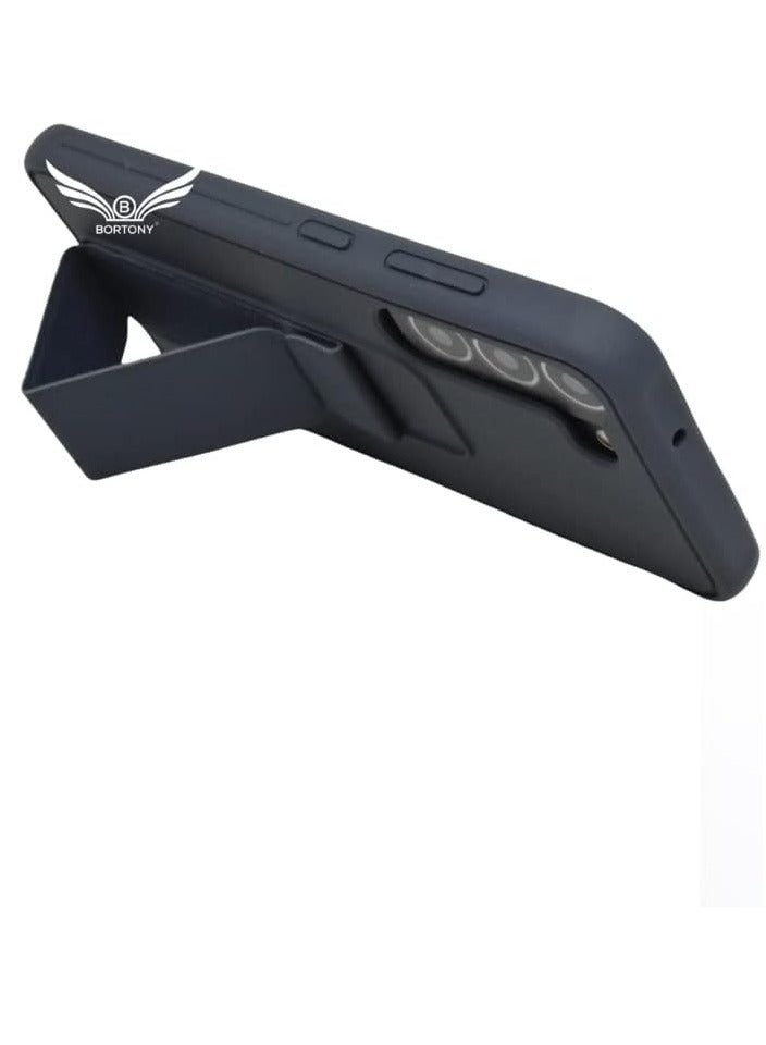 "Galaxy S23 Plus Case Cover with Magnetic Stand & Holder – Premium Silicone Hand Strap Grip, Car Mount Kickstand, and Finger Grip Design for Enhanced Protection and Convenience (Midnight Blue)." - Image 3