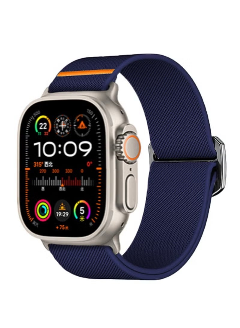 Soft Nylon Elastic Braided Watch Strap - Blue Apple Watch Band for Ultra 2, Series 11/10/9/8/7/6/5/4/3 (42/44/45/46/49mm) - Image 2