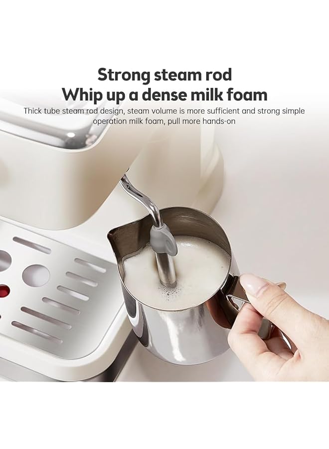 إيروريكس ماكينة صنع قهوة اسبريسو 20 بار من الفولاذ المقاوم للصدأ مع عصا بخار لخفق الحليب 2 في 1 850 واط شبه أوتوماتيكية لماكينة صنع الكابتشينو واللاتيه مع خزان مياه قابل للإزالة سعة 1.5 لتر 51 أونصة منفذ قهوة - Image 5