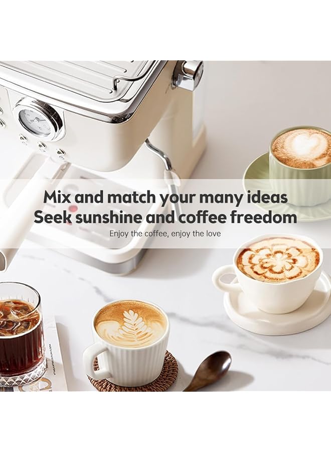 إيروريكس ماكينة صنع قهوة اسبريسو 20 بار من الفولاذ المقاوم للصدأ مع عصا بخار لخفق الحليب 2 في 1 850 واط شبه أوتوماتيكية لماكينة صنع الكابتشينو واللاتيه مع خزان مياه قابل للإزالة سعة 1.5 لتر 51 أونصة منفذ قهوة - Image 3