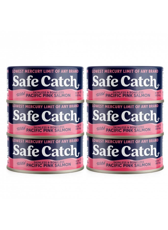 Safe Catch Wild Pink Salmon Canned Wild-Caught Skinless Boneless Salmon Fish Every Can Of Salmon Is Mercury Tested Kosher, 6-Pack Salmon Cans 5oz - Image 1