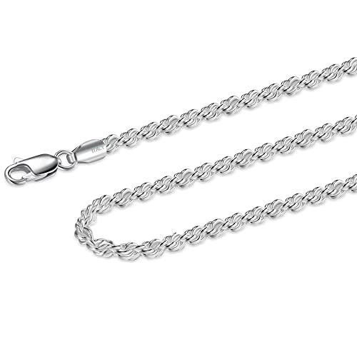 Waitsoul 925 Sterling Silver Rope Chain Lobster Clasp 2.5mm Silver Chain for Men Women Silver Necklace Chain 16-30 Inches(20) - Image 1
