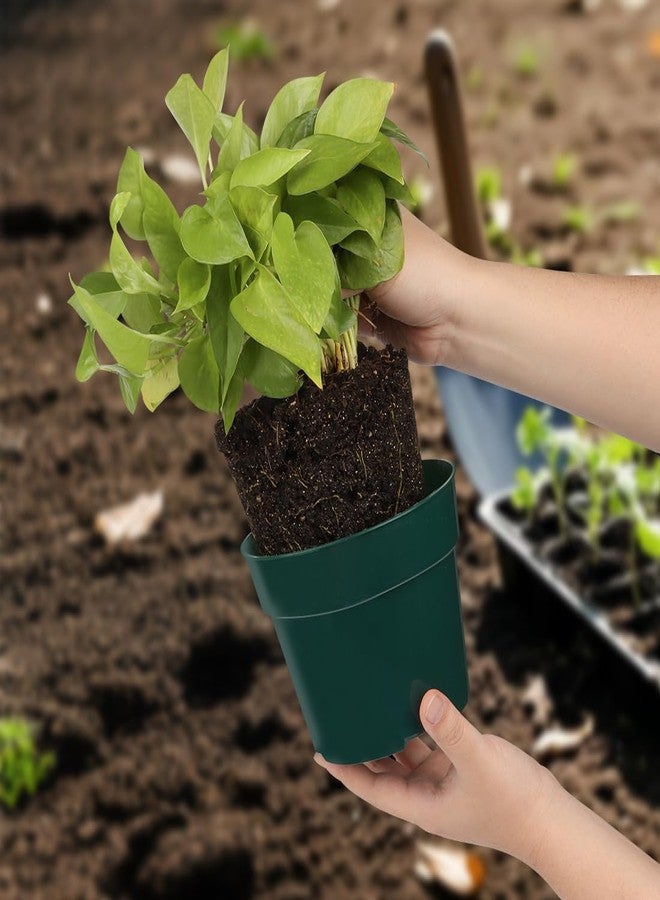 RooTrimmer 15 Pack 4/6/8 Inch Plant Nursery Pots, Thickened Plastic Pots for Plants with Drainage Holes, Sturdy Seedling Pots, Seed Starting Pot, Flower Pots for Indoor Outdoor Plants, Green - Image 5