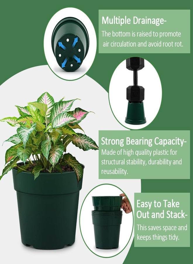 RooTrimmer 15 Pack 4/6/8 Inch Plant Nursery Pots, Thickened Plastic Pots for Plants with Drainage Holes, Sturdy Seedling Pots, Seed Starting Pot, Flower Pots for Indoor Outdoor Plants, Green - Image 3