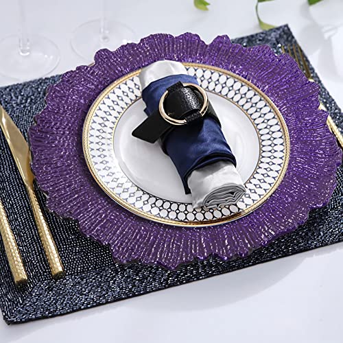 WUWEOT 12 Pack Purple Charger Plates, 12.7" Plastic Reef Dinner Under Plate, Round Charger Service Base Plate Bulk with Ruffled Rim for Party, Wedding, Catering Event, Tabletop Decor - Image 4