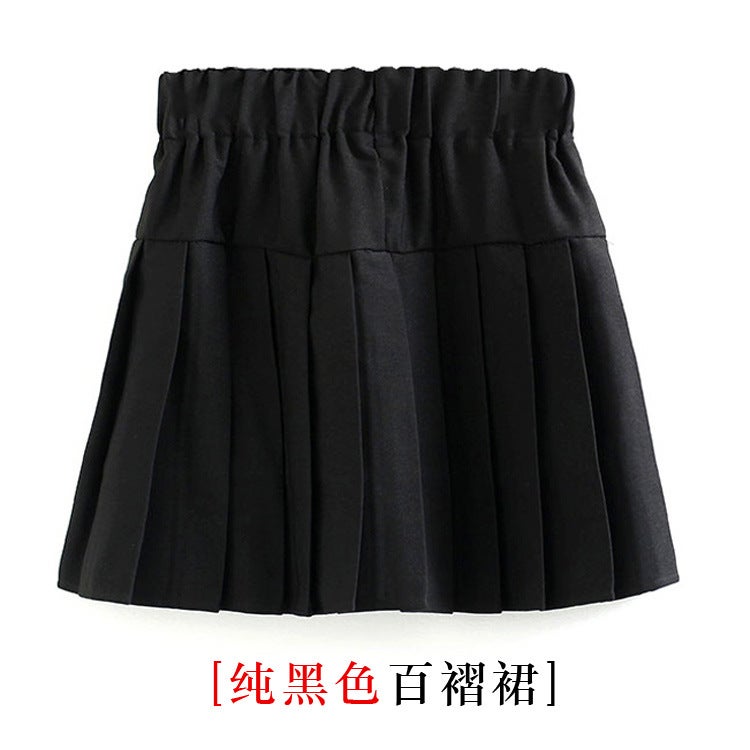 Girls School Uniform Skirt Children'S Pleated Skirt Skirt Summer Primary School Students' College Style Girls Black Blue Skirt - Image 1