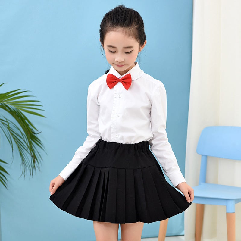 Girls School Uniform Skirt Children'S Pleated Skirt Skirt Summer Primary School Students' College Style Girls Black Blue Skirt - Image 3