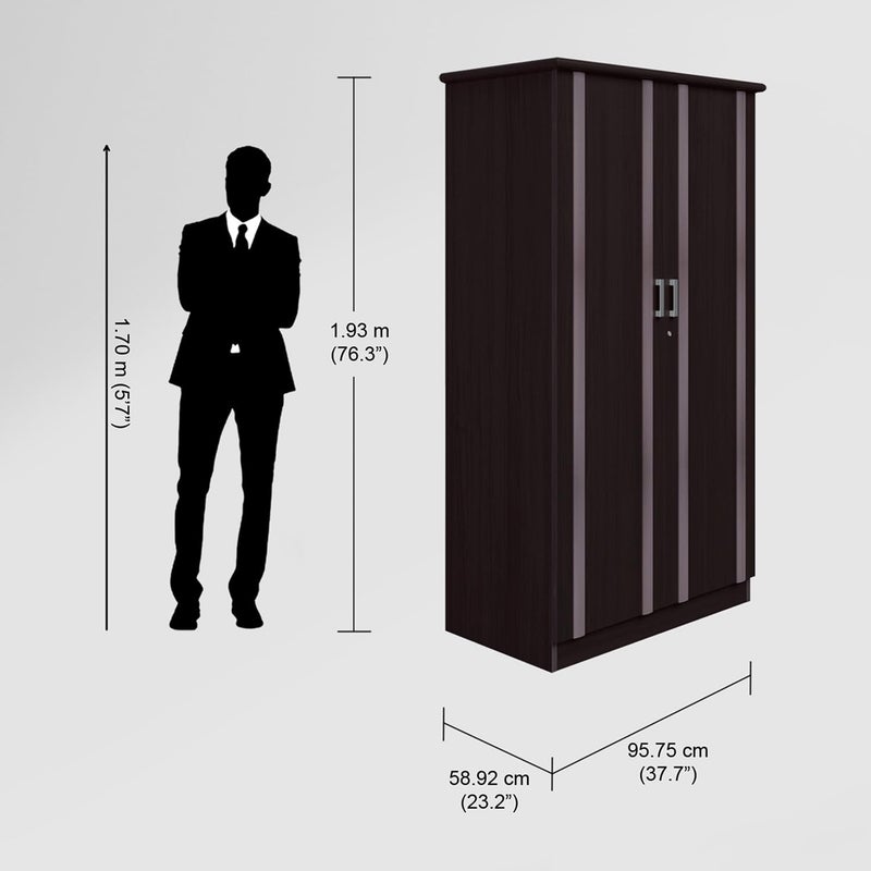 GODREJ INTERIO GODREJ INTERIO Zurina 2Door Wooden Wardrobe Wenge 5 Shelves 1 Drawer 1 Year Warranty  - Image 2