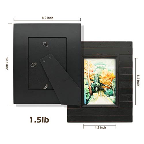Eosglac 5x7 Picture Frame Distressed Black, Timbermount Rustic Photo Frame with Wood Siding Look, Tabletop or Wall Display - Image 4