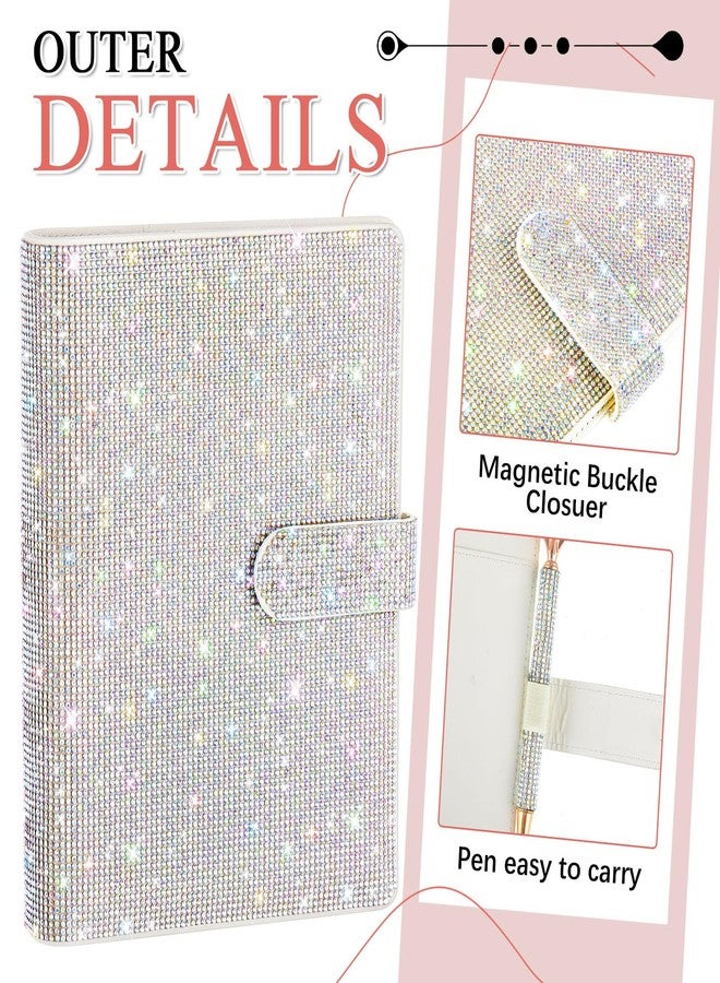 Resholder A5 Glitter Rhinestone 6 Ring Notebook Binder with Diamond Pen Set Silver Bling Office Accessories Supplies for Women Teen Girls Glitter Gift Set - Image 3