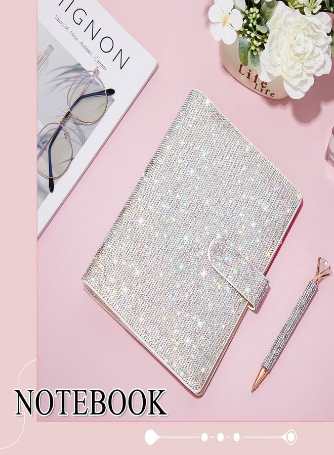Resholder A5 Glitter Rhinestone 6 Ring Notebook Binder with Diamond Pen Set Silver Bling Office Accessories Supplies for Women Teen Girls Glitter Gift Set - Image 5