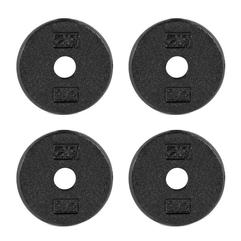 CAP Barbell مجموعة أوزان باربل من الحديد الزهر بقطر 1 إنش - أوزان باربل لصالة الألعاب الرياضية المنزلية، تدريب القوة، ورفع الأثقال، مجموعة 2.5 رطل من 4 قطع، أسود - Image 1