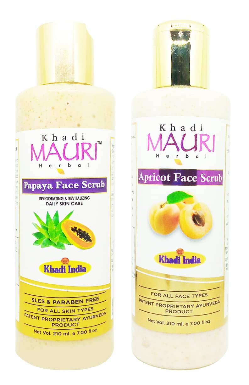 Khadi Mauri Apricot Papaya Face Scrub Pack of 2 Scrub 420 ml - Image 1