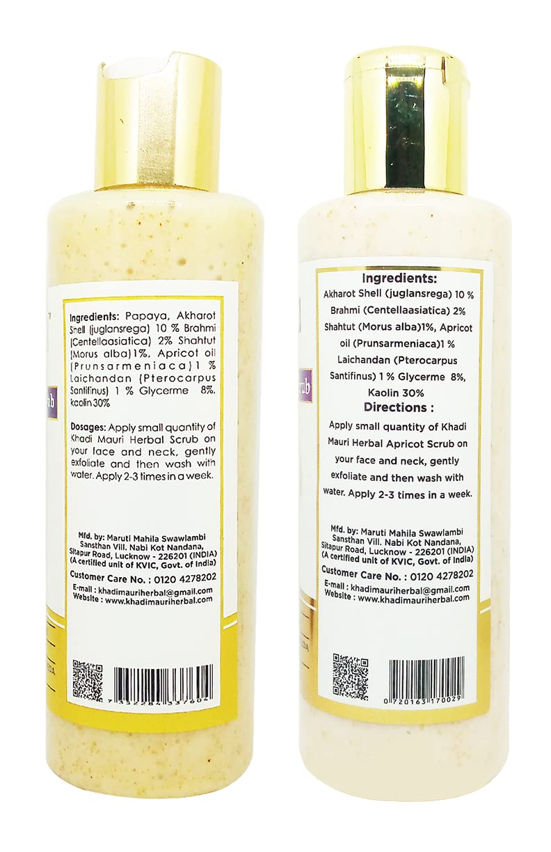 Khadi Mauri Apricot Papaya Face Scrub Pack of 2 Scrub 420 ml - Image 2