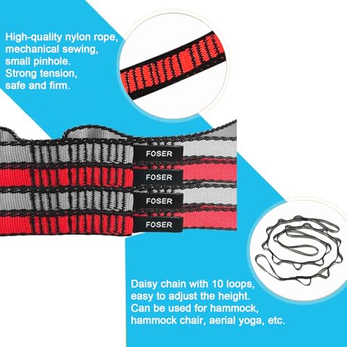 FOSER 2pcs Daisy Chains, Yoga Hammock Extension Strap, Adjustable Nylon Strap Fitness Pilates and Exercise Extend Strap (GRAY) - Image 3