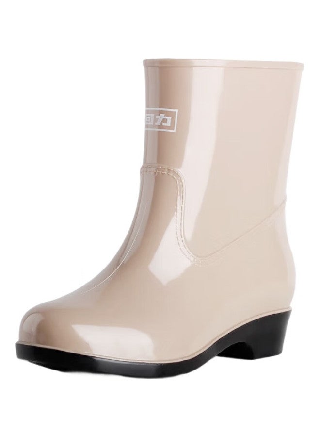 Warrior Women'S Mid-Calf Waterproof Rain Boots Anti-Slip Rubber Shoes Wear-Resistant Rain Shoes Hxl23-S Khaki 37 - Image 1