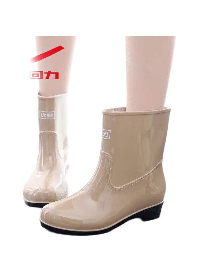 Warrior Women'S Mid-Calf Waterproof Rain Boots Anti-Slip Rubber Shoes Wear-Resistant Rain Shoes Hxl23-S Khaki 37 - Image 2