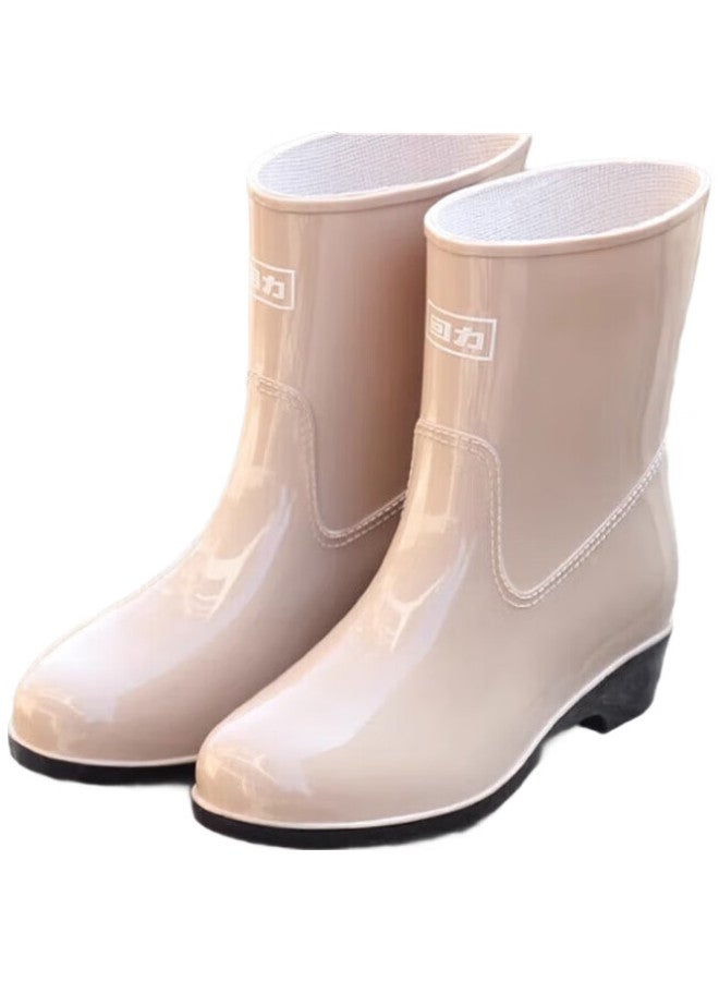Warrior Women'S Mid-Calf Waterproof Rain Boots Anti-Slip Rubber Shoes Wear-Resistant Rain Shoes Hxl23-S Khaki 37 - Image 3