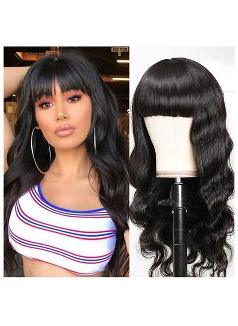 Women's Long Curly Hair With Bangs Fluffy Big Wavy Curly Wig