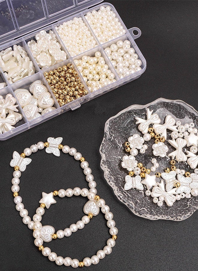 769 PCS DIY Beads Kit for Jewelry Making, with Storage Box, Craft Supplies for Bracelet Necklace Making, White - Image 3