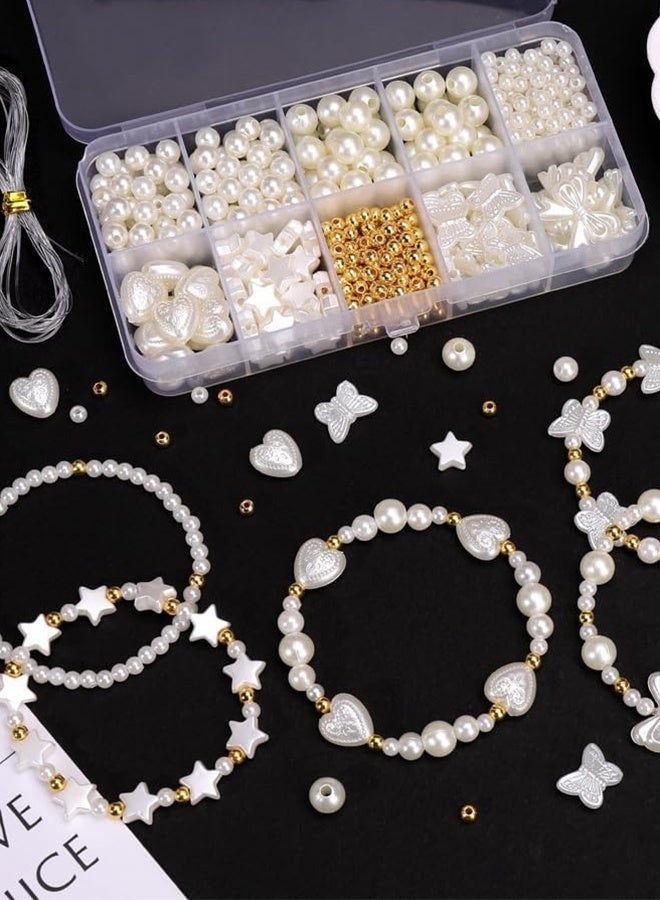 769 PCS DIY Beads Kit for Jewelry Making, with Storage Box, Craft Supplies for Bracelet Necklace Making, White - Image 2