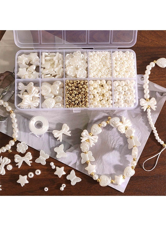 769 PCS DIY Beads Kit for Jewelry Making, with Storage Box, Craft Supplies for Bracelet Necklace Making, White - Image 4