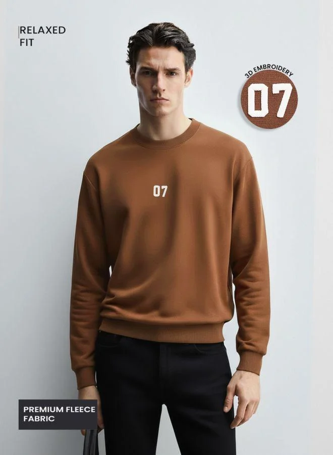 The Indian Garage Co Men Relaxed Fit Embroidered Crew Neck Full Sleeves Sweatshirt