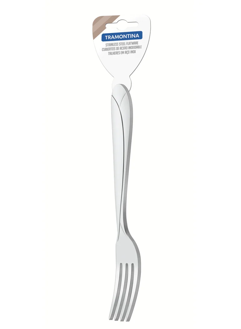 TRAMONTINA Tramontina Aurora 3 Pieces Stainless Steel Table Fork Set with Gloss Finish and Detailing on the Handles