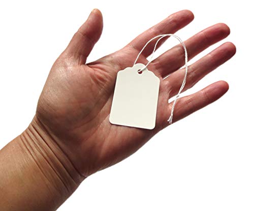 EZDOM 1000 Marking Tags with String Attached - 2 1/4” x1 7/16”, Blank White Tags with String for Pricing and Crafting, Small Strung Marking Labels - Image 3