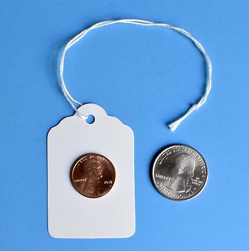 EZDOM 1000 Marking Tags with String Attached - 2 1/4” x1 7/16”, Blank White Tags with String for Pricing and Crafting, Small Strung Marking Labels - Image 4