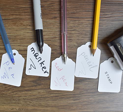 EZDOM 1000 Marking Tags with String Attached - 2 1/4” x1 7/16”, Blank White Tags with String for Pricing and Crafting, Small Strung Marking Labels - Image 5