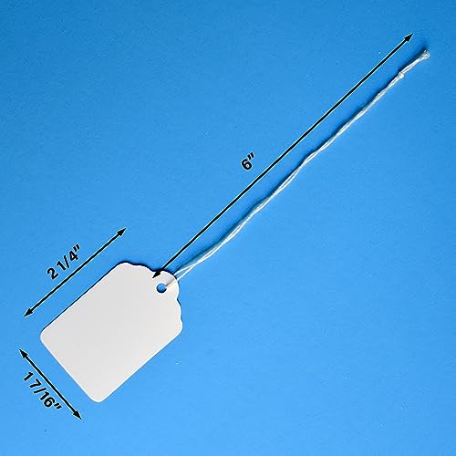 EZDOM 1000 Marking Tags with String Attached - 2 1/4” x1 7/16”, Blank White Tags with String for Pricing and Crafting, Small Strung Marking Labels - Image 2