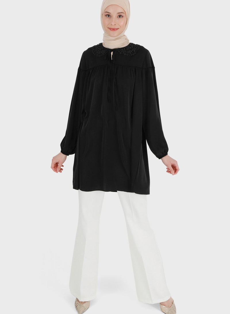 Refka by modanisa Keyhole Neck Puff Sleeve Tunic - Image 4