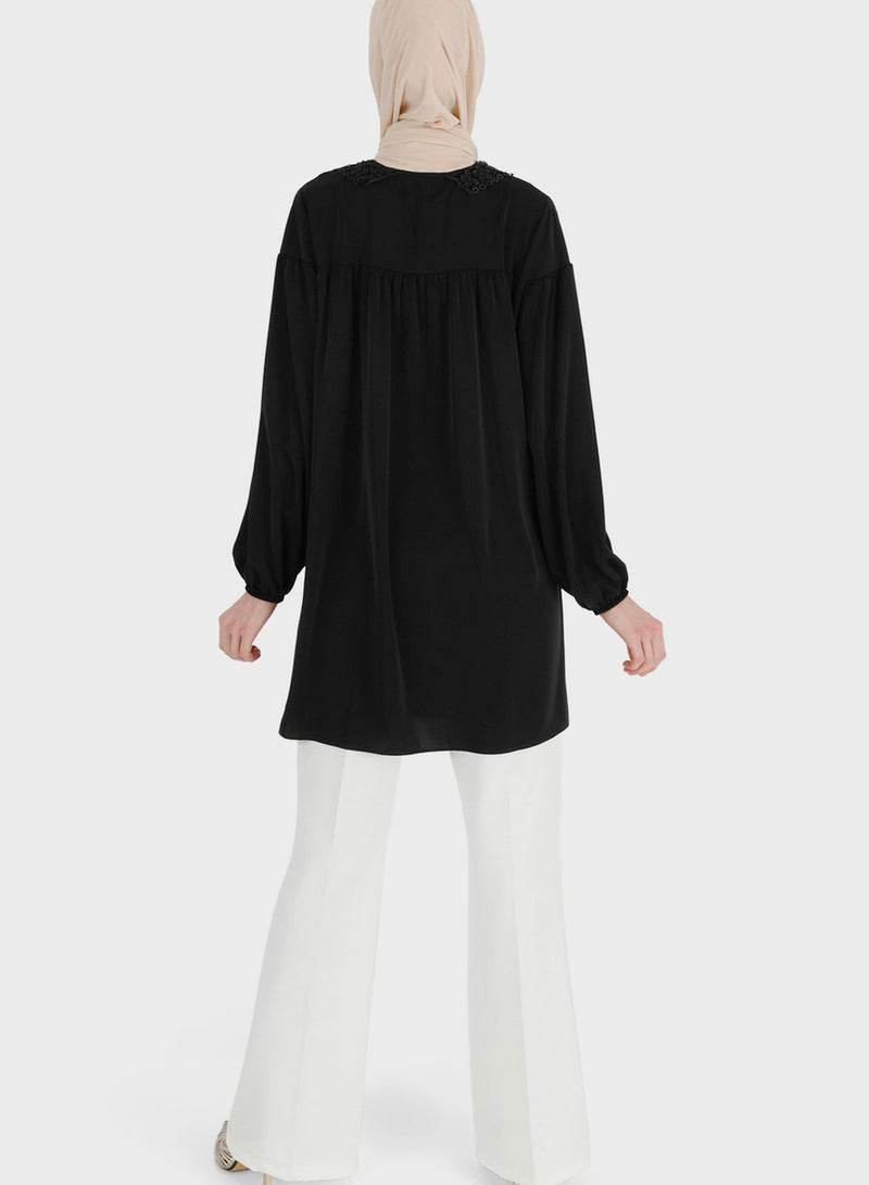 Refka by modanisa Keyhole Neck Puff Sleeve Tunic - Image 2