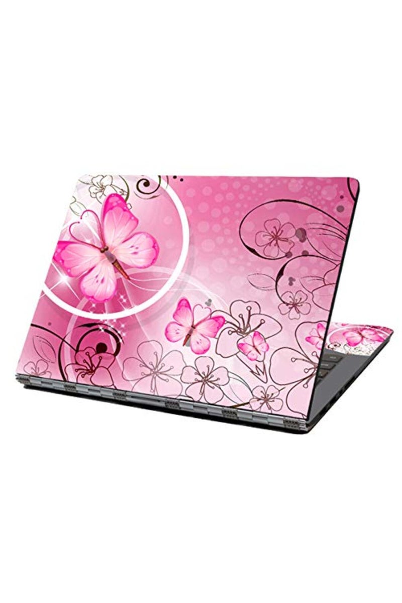 HAPPYLIVE SHOPPING Laptop Skin Sticker Decal,12" 13" 13.3" 14" 15" 15.4" 15.6" Laptop Skin Sticker Protector Cover for Toshiba Hp Samsung Dell Apple Acer Leonovo Sony Asus Laptop Notebook (Pink Butterflies & Flowers) - Image 2