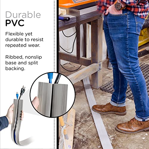 Cordinate 6ft Floor Cord Cover, Cable Protector, Hide Extension Cords, Protect Cords, Prevent Cable Trips, Heavy Duty Cord Hider - Cable Cavity = 0.75" (W) x 0.43" (H) - Gray - Image 4