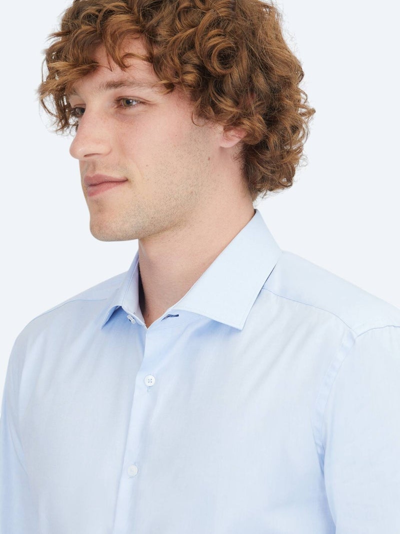 Kip Blue Regular Fit Long Weaving Classical 100% Cotton Shirt - Image 5