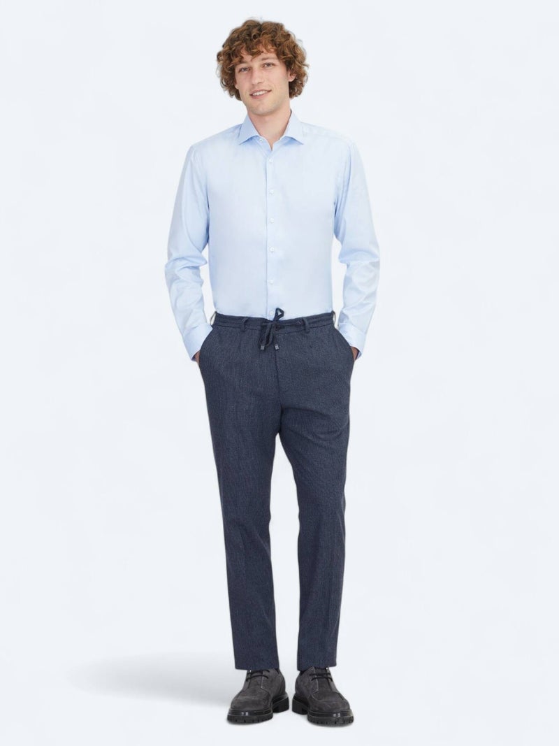 Kip Blue Regular Fit Long Weaving Classical 100% Cotton Shirt - Image 2