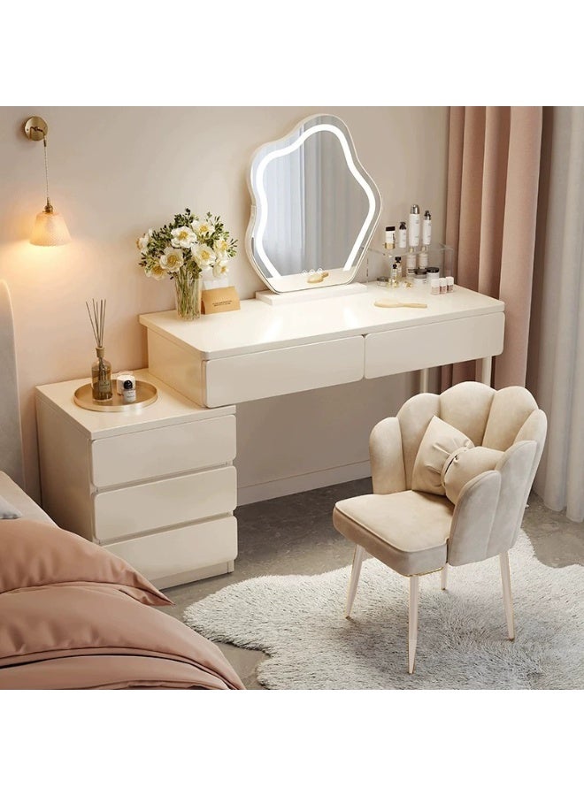 Retractable Cream Style Dressing Table And Cabinet Integrated Combination, Small Apartment Multi-Functional Simple Dressing Table Storage Cabinet（100*40*74cm） - Image 1