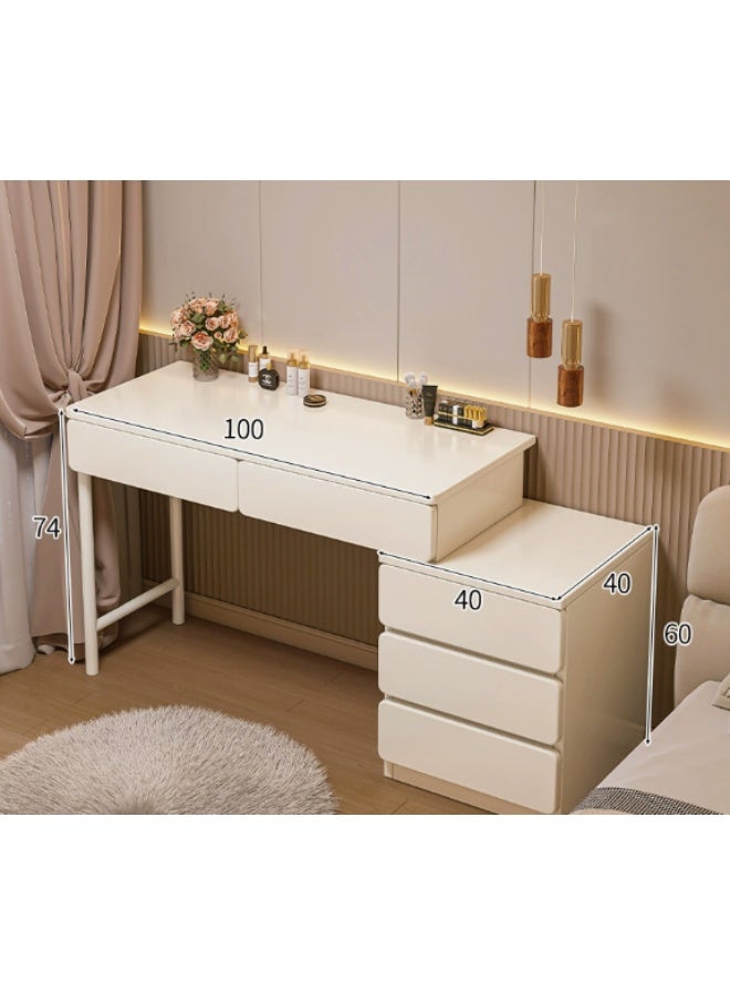 Retractable Cream Style Dressing Table And Cabinet Integrated Combination, Small Apartment Multi-Functional Simple Dressing Table Storage Cabinet（100*40*74cm） - Image 2