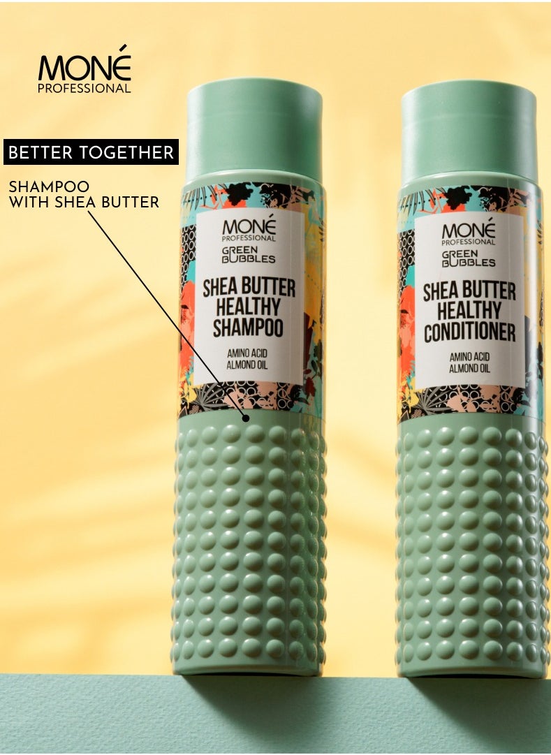 MONE Professional Shea Butter Healthy Conditioner - High Concentration Of Fatty Acids And Vitamins A, C, E, And F For Effective Hydration, Nourishment And Intense Shine, Almond Oil For Softness, Smoothing, And Restoration, Especially For Dry And Damaged Hair, 300ml  - Image 4