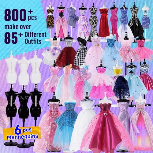 ONE TO FOUR 800+Pcs Fashion Designer Kits for Girls with 6 Mannequins - Girls Fashion Design Craft Kit, Sewing Kit for Kid 8-12, Birthday Gifts for Teens Girl 6 7 8 9 10 11 12 - Image 2