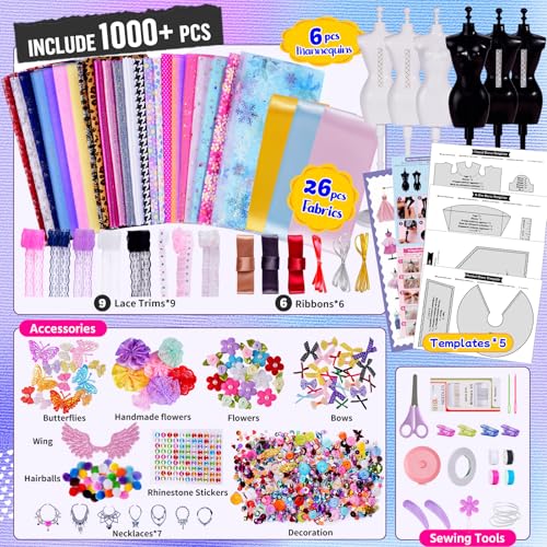 ONE TO FOUR 800+Pcs Fashion Designer Kits for Girls with 6 Mannequins - Girls Fashion Design Craft Kit, Sewing Kit for Kid 8-12, Birthday Gifts for Teens Girl 6 7 8 9 10 11 12 - Image 3