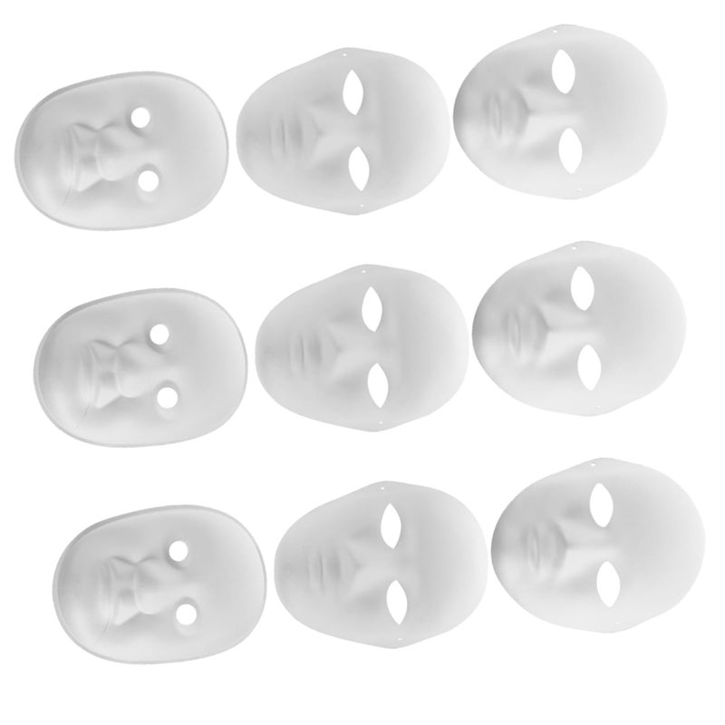 9Pcs DIY Hand Painted White Paper Masquerade Masks For Party Crafts Premium Pulp Material - Image 2