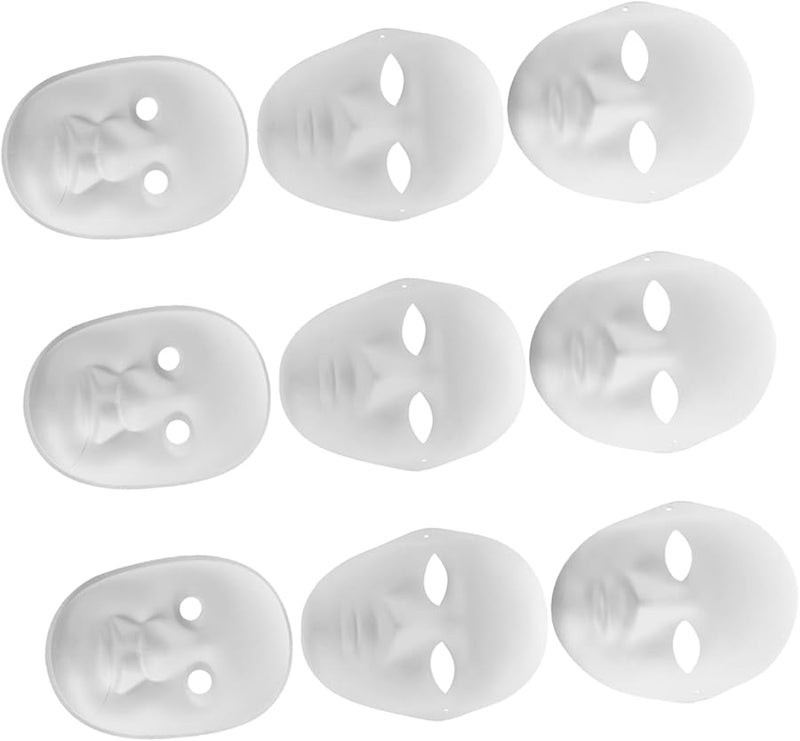 9Pcs DIY Hand Painted White Paper Masquerade Masks For Party Crafts Premium Pulp Material - Image 1