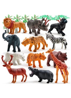 Mini Jungle Animals Figure Toys Set Non Toxic Multicolored Realistic Wild Animals Set For Kids