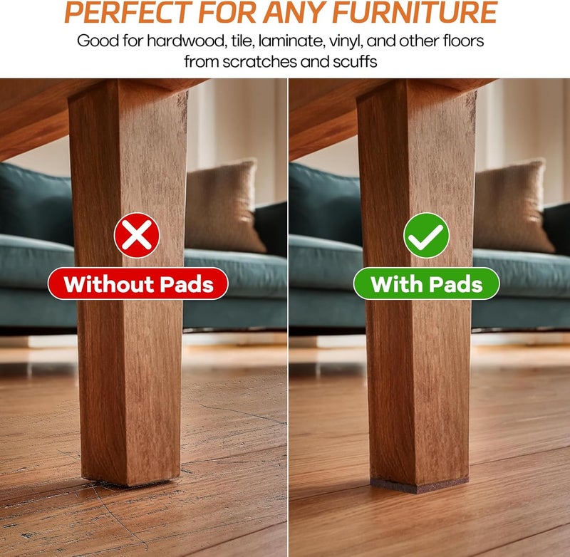 BAIPOK Furniture Pads 10 Pieces Self Adhesive Furniture Felt Pads, 8" x 6" Cuttable Felt Chair Pads, Anti Scratch Furniture Floor Protectors for Furniture Legs Hardwood Floor, Brown - Image 3