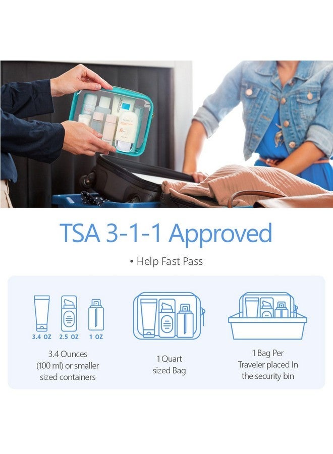 باكيزم حقيبة أدوات الزينة المعتمدة من إدارة أمن النقل - حقيبة مكياج شفافة مقاومة للماء بحجم ربع جالون، حقيبة مستحضرات تجميل للسفر للنساء والرجال، حقيبة متوافقة مع خطوط الطيران في المطار، عبوة من 3 قطع - Image 2