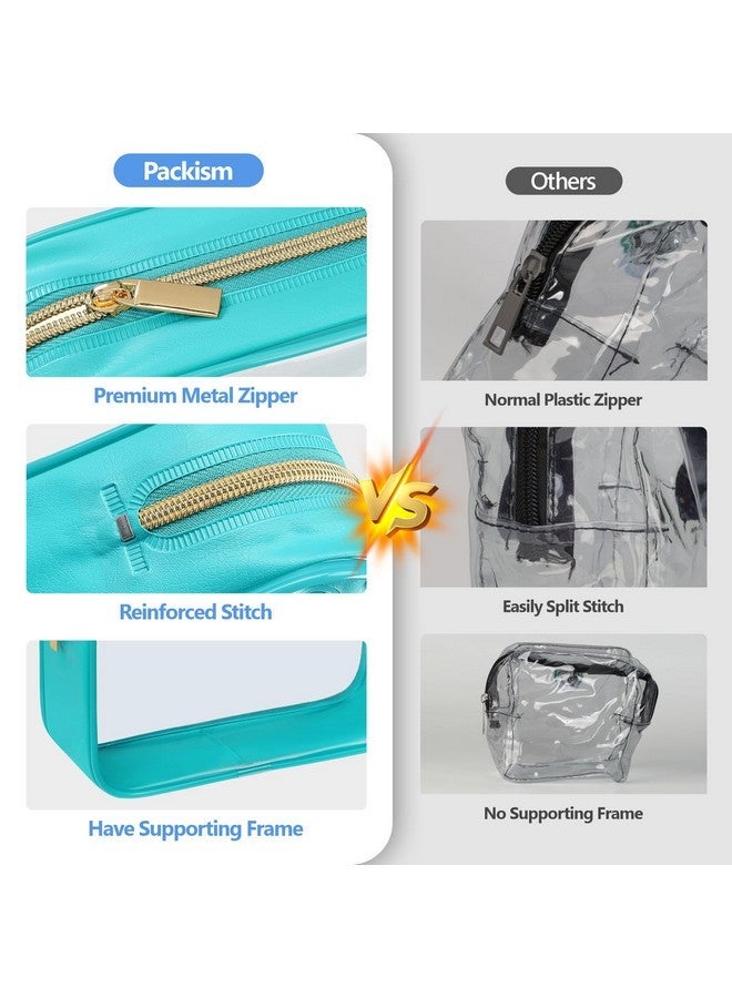 باكيزم حقيبة أدوات الزينة المعتمدة من إدارة أمن النقل - حقيبة مكياج شفافة مقاومة للماء بحجم ربع جالون، حقيبة مستحضرات تجميل للسفر للنساء والرجال، حقيبة متوافقة مع خطوط الطيران في المطار، عبوة من 3 قطع - Image 5