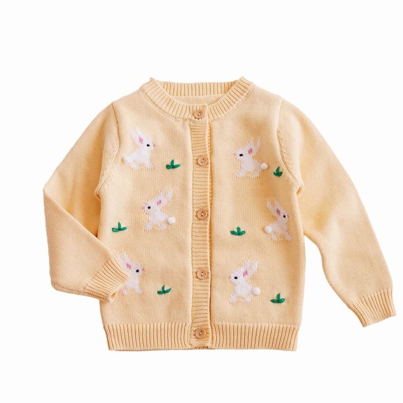 Rolanko Toddler Girls Sweater Long Sleeve Open Front Button Down Knit Cardigan Kids Top Clothes 16 Years Yellow 45 Years